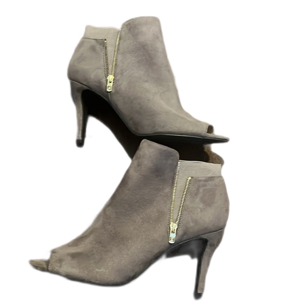 Liz Claiborne Booties Peep Toe Faux Suede Heels